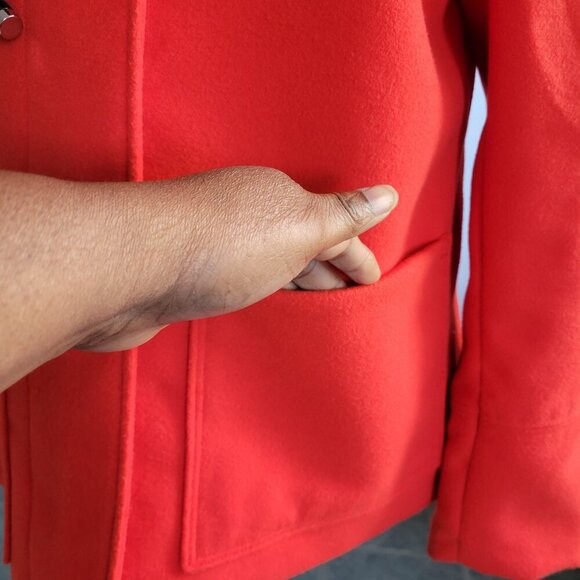 H&M Women's Hooded Red/Orange Short Women’s Zip Up Jacket – Size US 10 - Picture 10 of 16